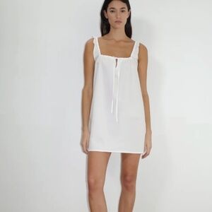 DEIJI STUDIOS The OG Bow Dress in White Organic Cotton Poplin Crisp Summer S